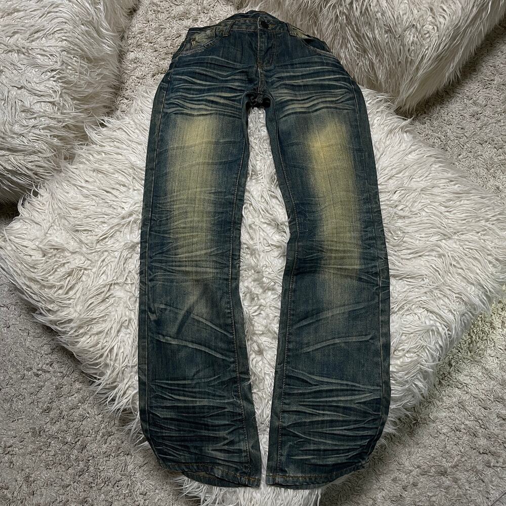 Vintage Japanese Brand Faded Wash Low-rise Bootcut Denim Jeans Blue size 30x32
